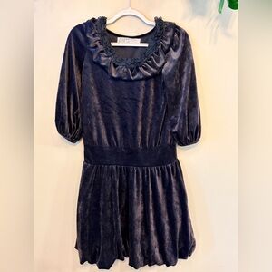 RECYCLE THE ME Vintage Look Ruffled Neck Puff Sleeve Mini Dress